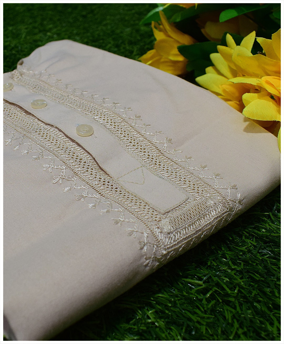 Dress Your Child in Tradition: Handcrafted Cream Kurta Shalwar