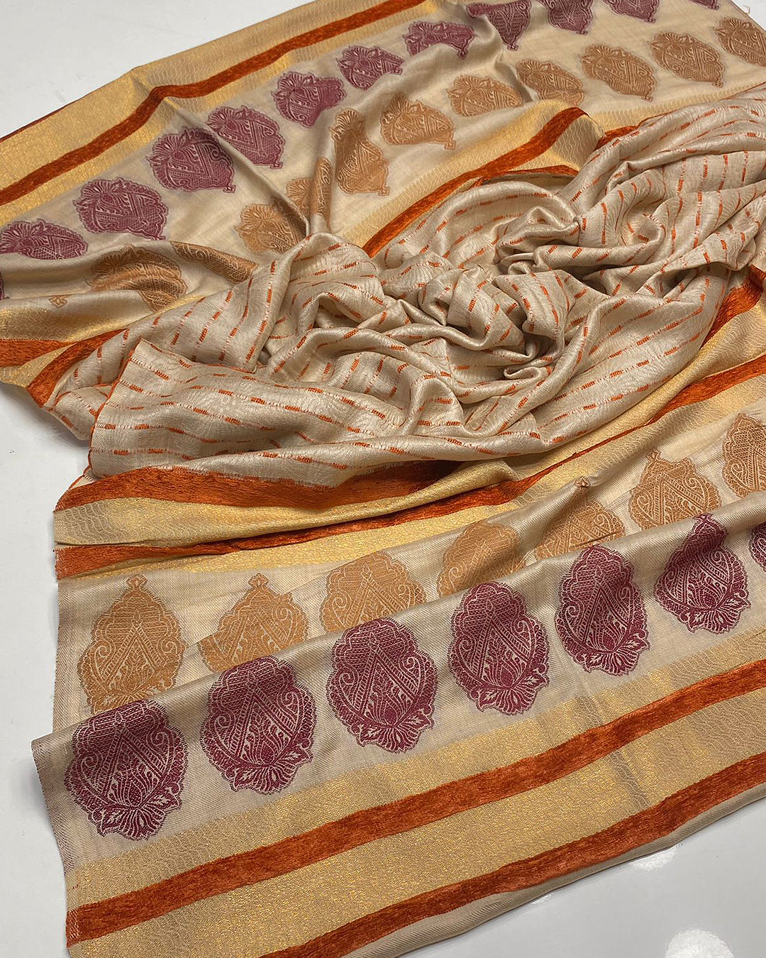 Premium Pashmina Wool Velvet Shawls S53-E