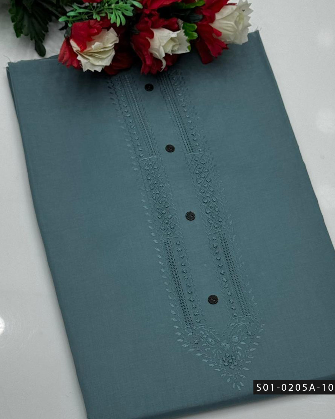 Men’s Handmade Pakka Tarkashi Embroidered Cotton Shalwar Qameez