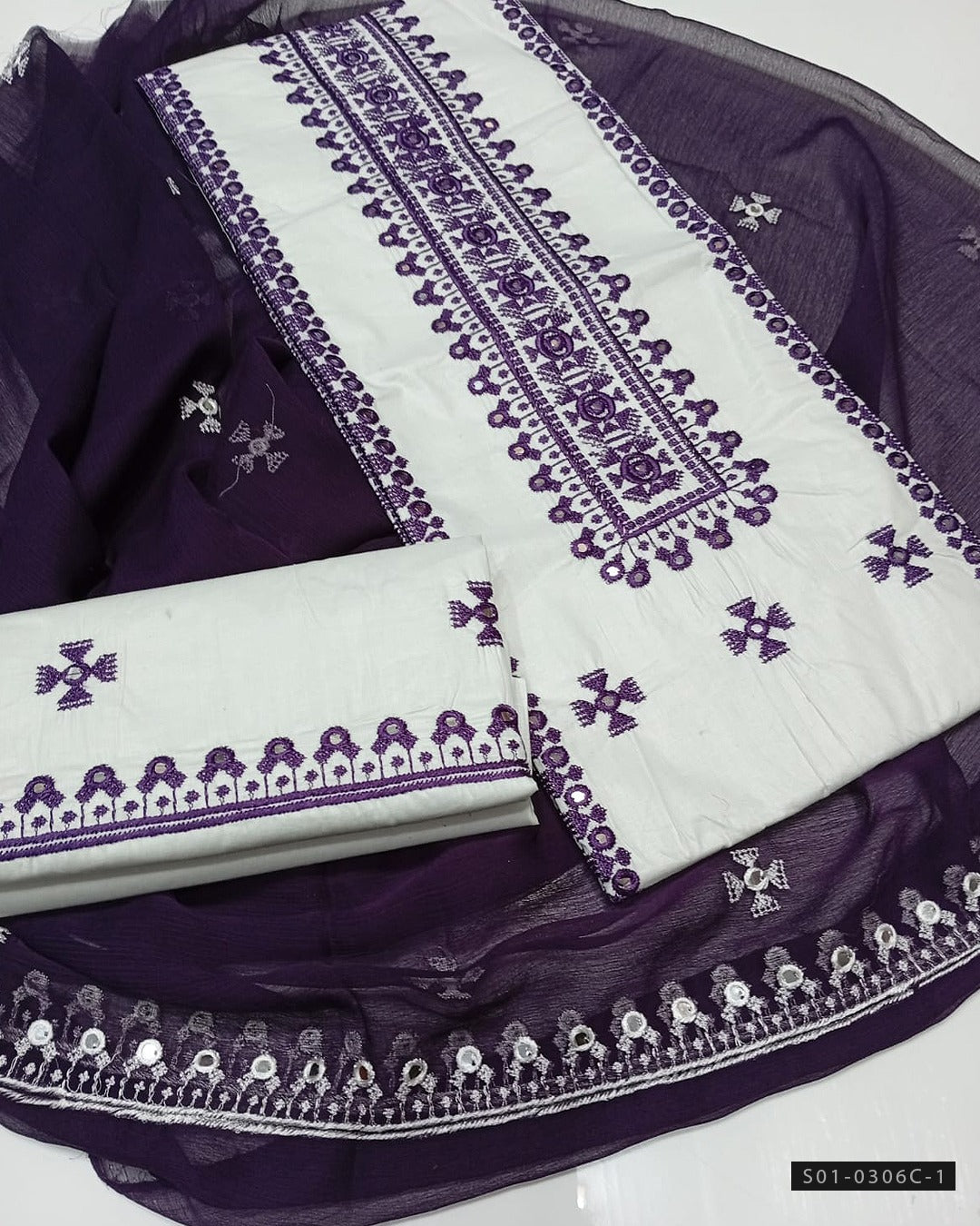 3 PC Unstitched Machine Embroidered Lawn dress Collection