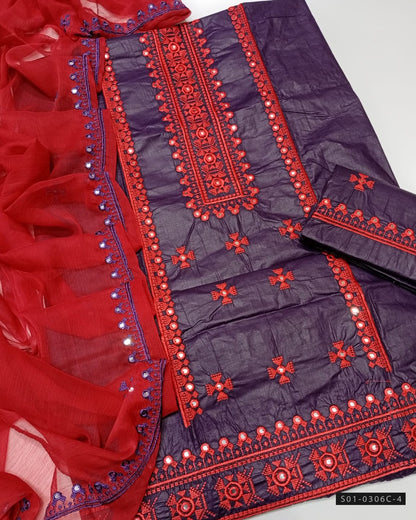 3 PC Unstitched Machine Embroidered Lawn dress Collection