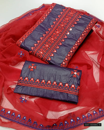 3 PC Unstitched Machine Embroidered Lawn dress Collection