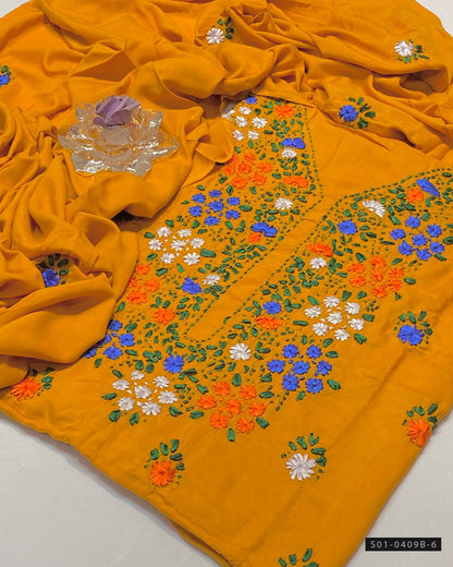 Handmade 3 PC Unstitched Linen Dress Collection