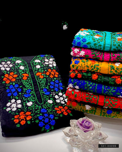 Handmade 3 PC Unstitched Linen Dress Collection