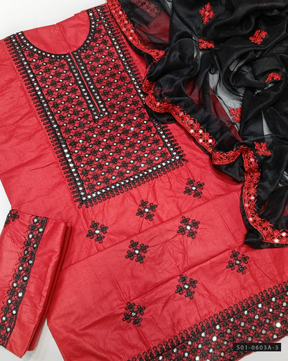 3 PC Unstitched Machine Embroidered Lawn Dress Collection