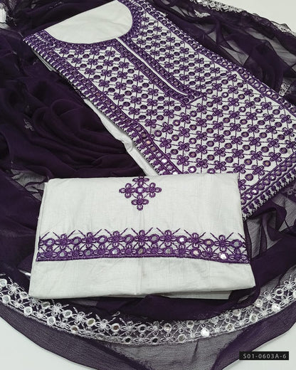 3 PC Unstitched Machine Embroidered Lawn Dress Collection