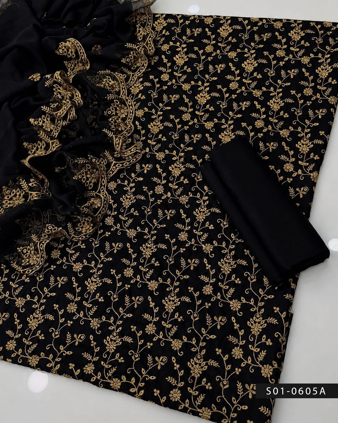 3PC Machine Embroidered Chikankari Lawn Dress | Summer Wear
