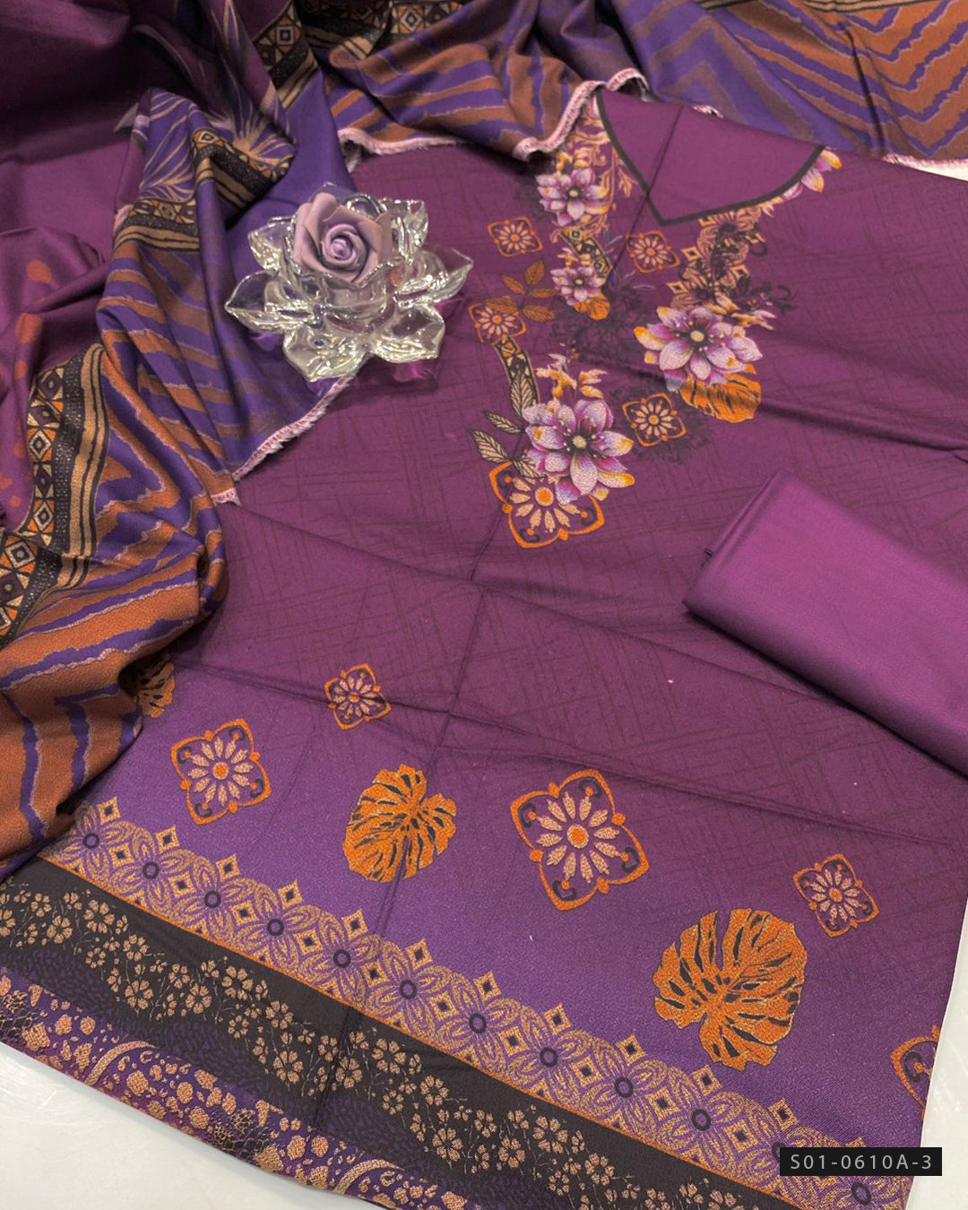 3 PC Unstitched Dhanak Dress Collection