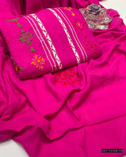 Handmade 3 PC Unstitched Linen Dress Collection