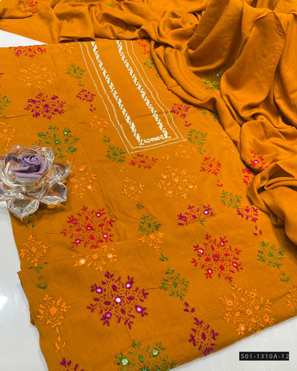 Handmade 3 PC Unstitched Linen Dress Collection