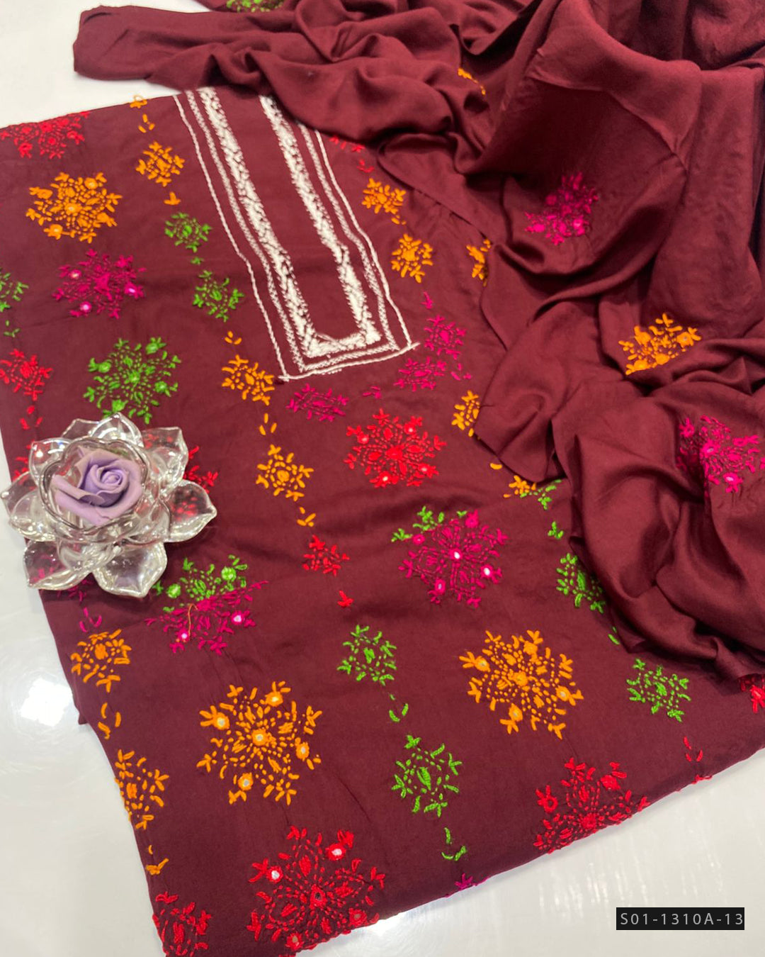 Handmade 3 PC Unstitched Linen Dress Collection