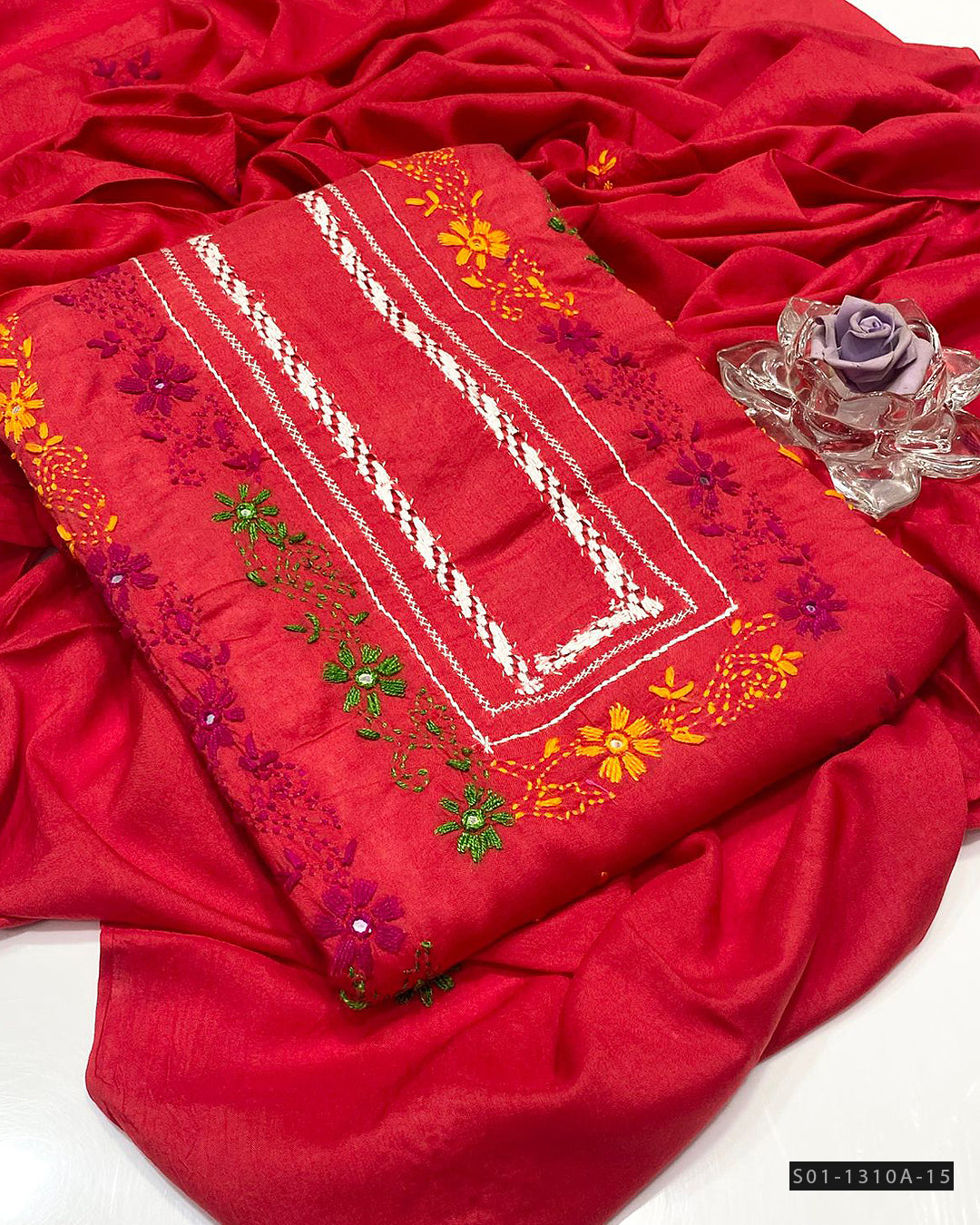 Handmade 3 PC Unstitched Linen Dress Collection