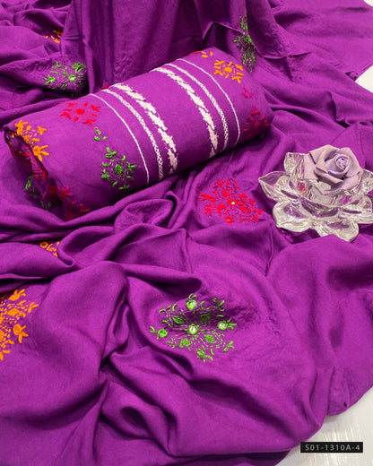 Handmade 3 PC Unstitched Linen Dress Collection