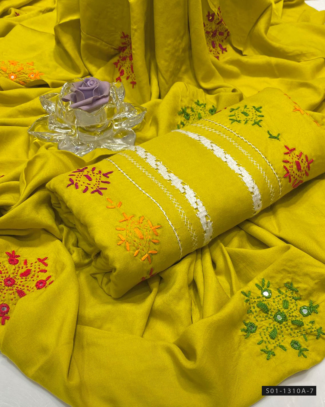 Handmade 3 PC Unstitched Linen Dress Collection