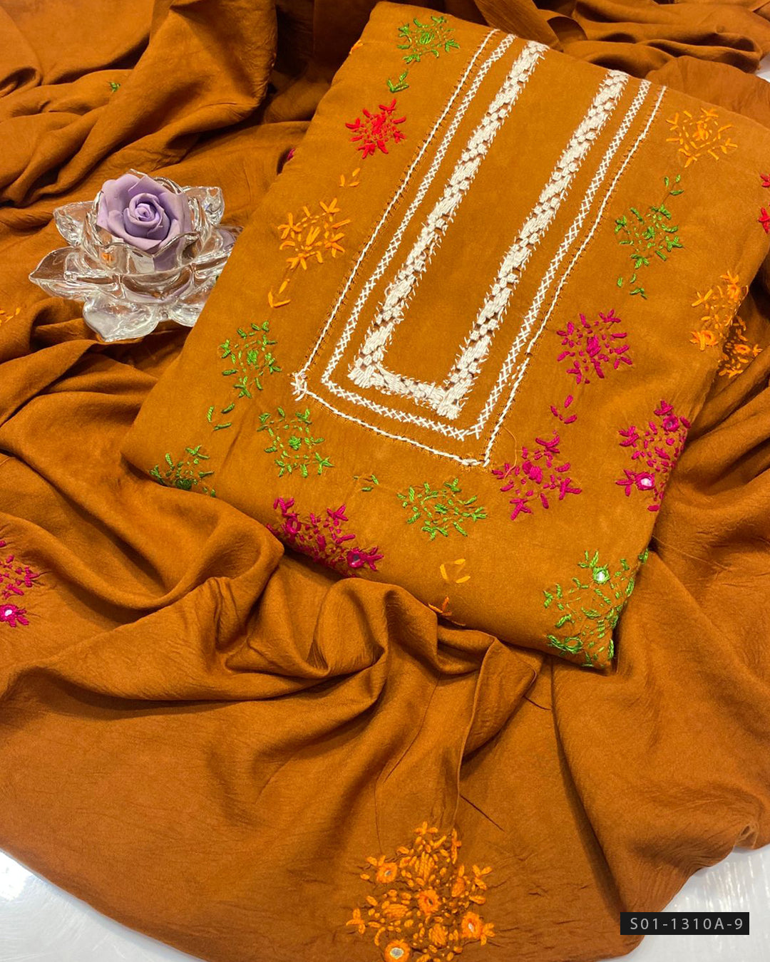 Handmade 3 PC Unstitched Linen Dress Collection