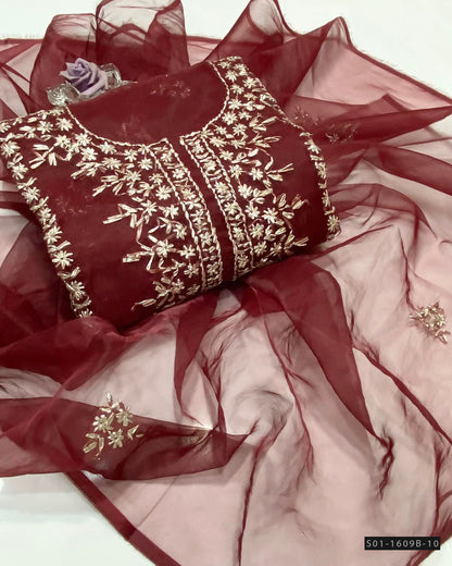 Handmade 2 PC Unstitched Organza Dress Collection