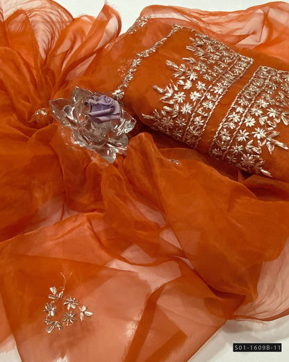 Handmade 2 PC Unstitched Organza Dress Collection