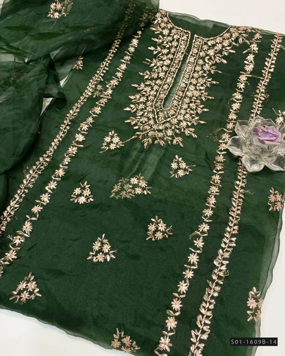 Handmade 2 PC Unstitched Organza Dress Collection