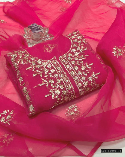 Handmade 2 PC Unstitched Organza Dress Collection