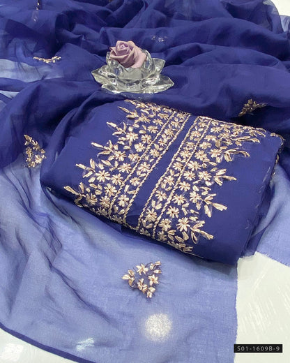 Handmade 2 PC Unstitched Organza Dress Collection