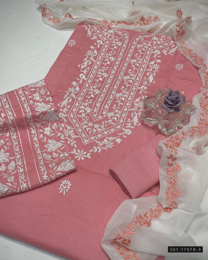 3 PC Handmade Style Embroidered GTM Lawn Dress