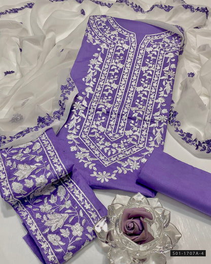 3 PC Handmade Style Embroidered GTM Lawn Dress