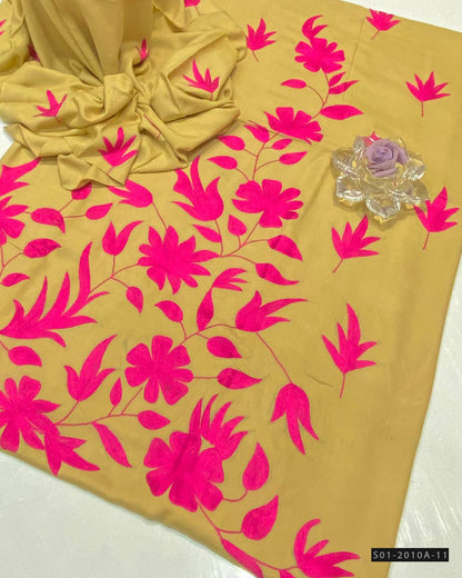Handmade 3 PC Unstitched Linen Dress Collection