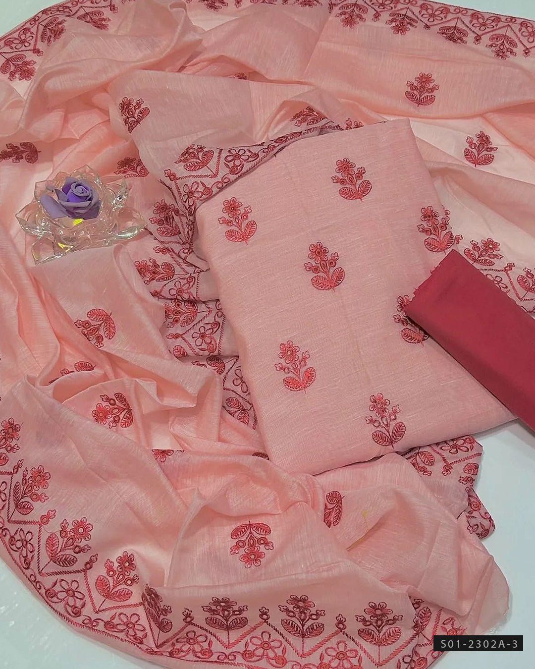 3 PC Unstitched Paper Cotton Dress Collection