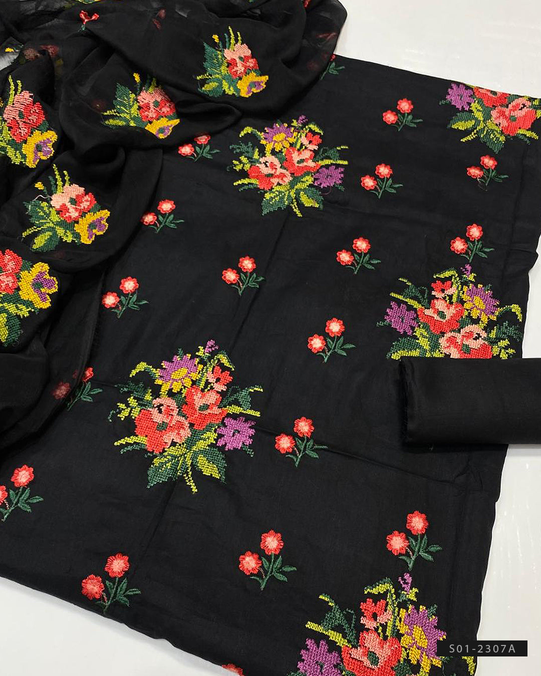 3 PC Unstitched GTM Lawn Embroidered Dress Collection