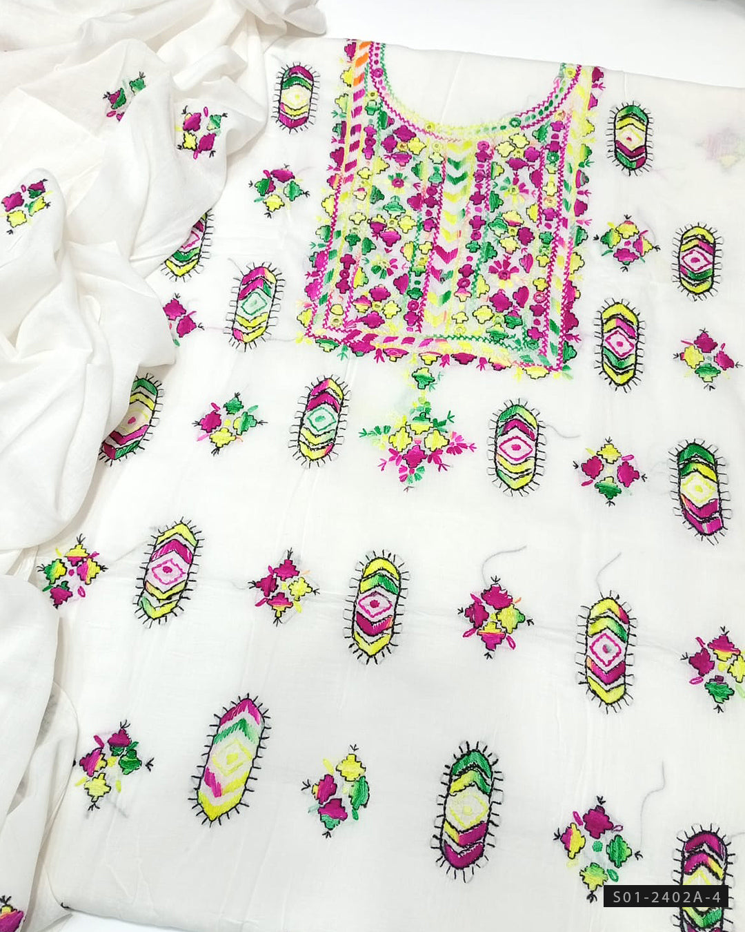 3 PC Unsitched Hand Embroiderd Pure Lawn Dress Collection