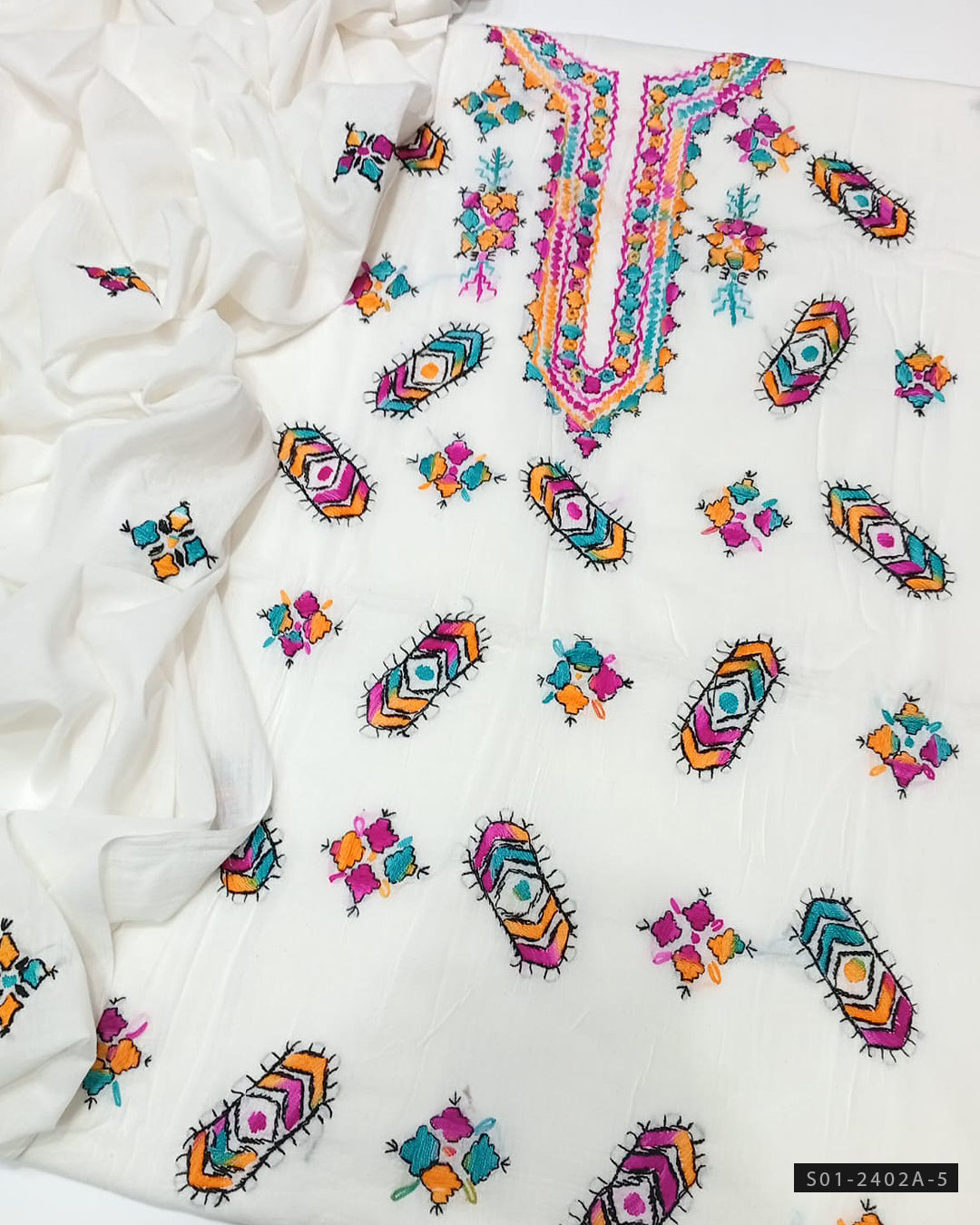 3 PC Unsitched Hand Embroiderd Pure Lawn Dress Collection