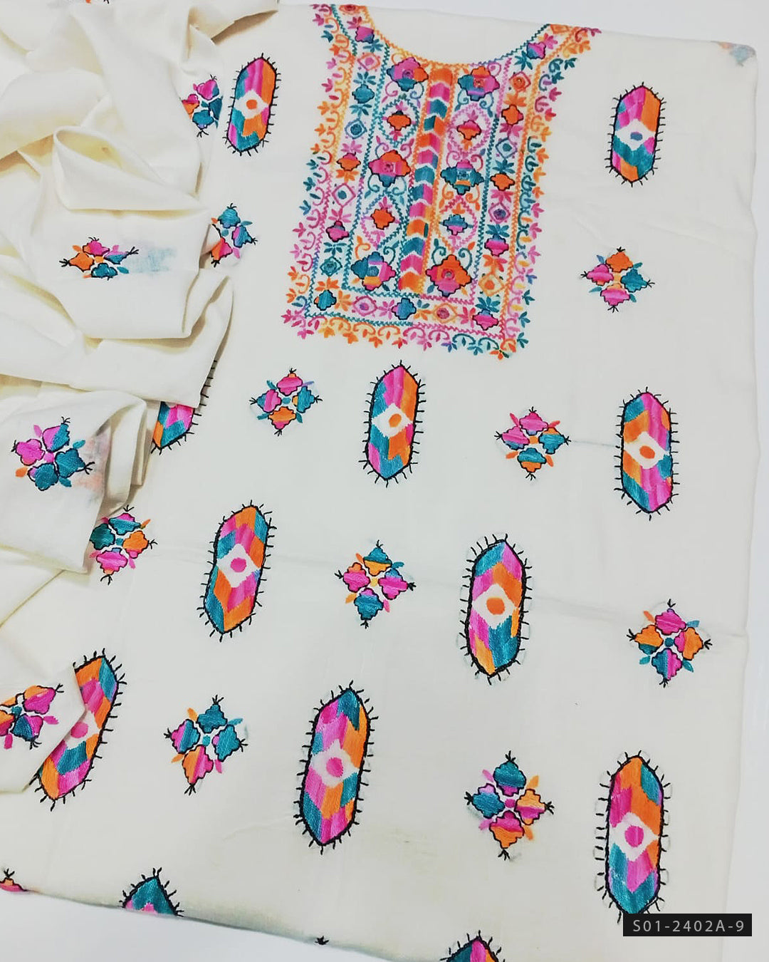 3 PC Unsitched Hand Embroiderd Pure Lawn Dress Collection