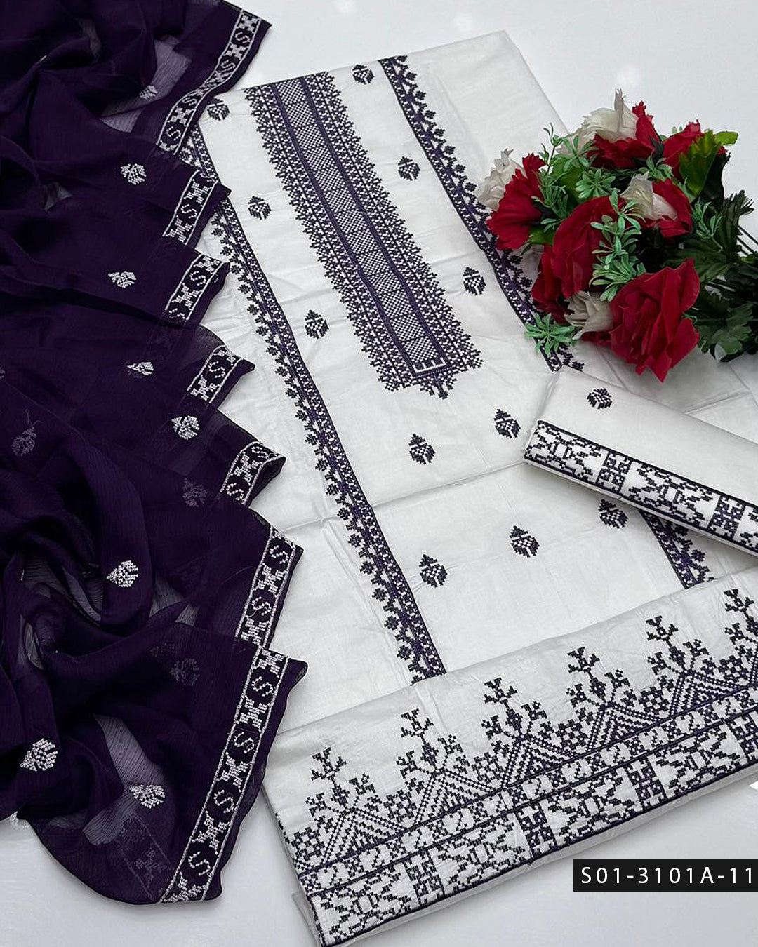 3 PC Unstitched Cotton Lawn Dress Collection