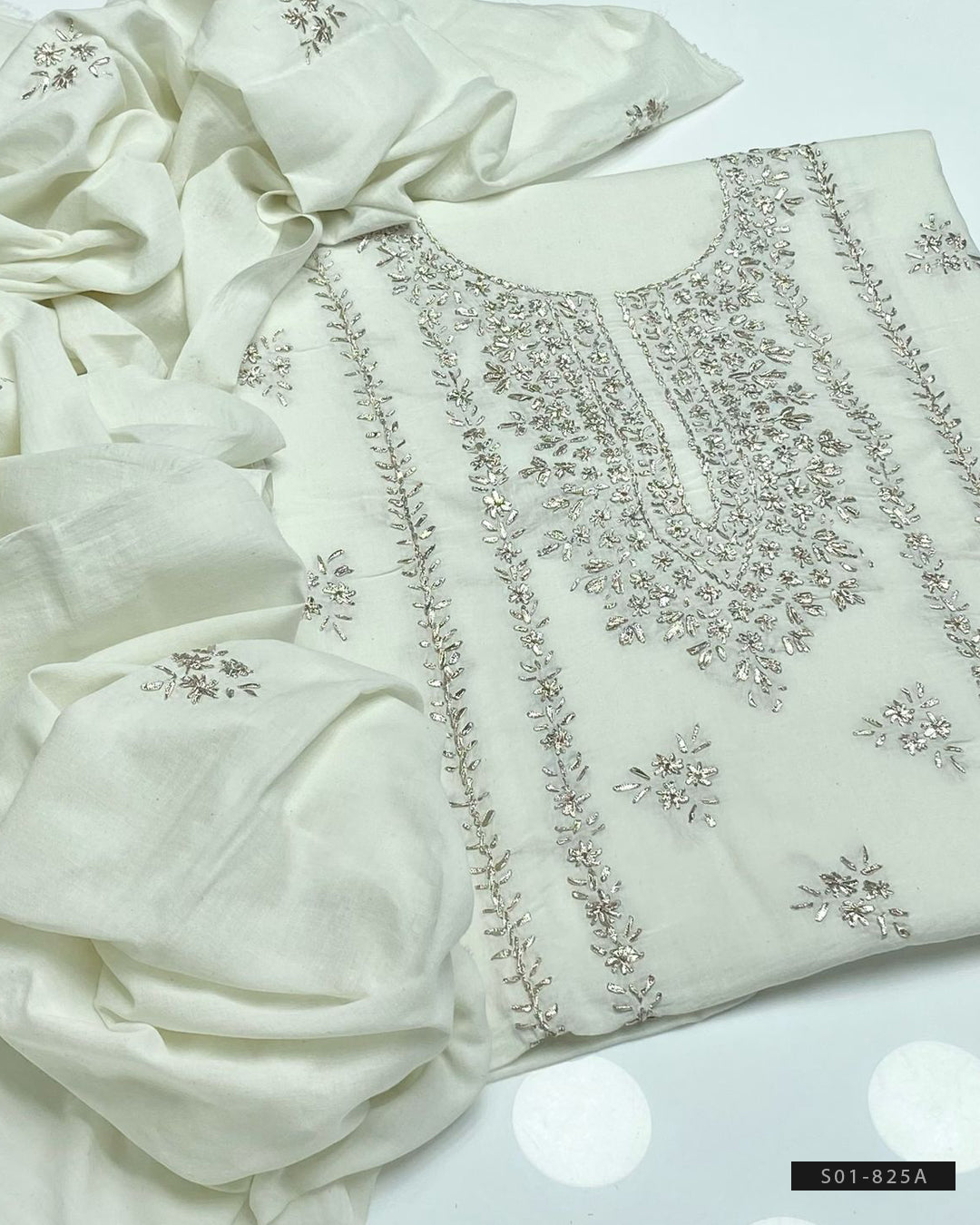3 PC Unstitched Handmade Lawn Dresses - S01