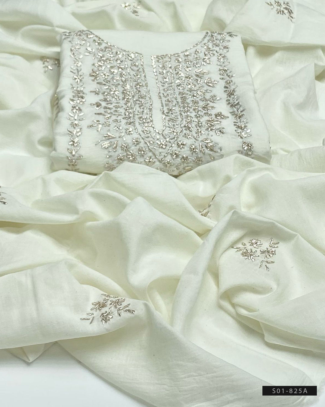 3 PC Unstitched Handmade Lawn Dresses - S01