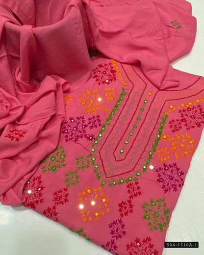 Handmade 3 PC Unstitched Linen Dress Collection