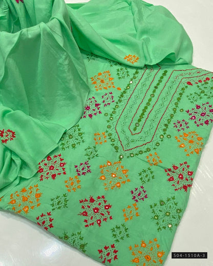 Handmade 3 PC Unstitched Linen Dress Collection