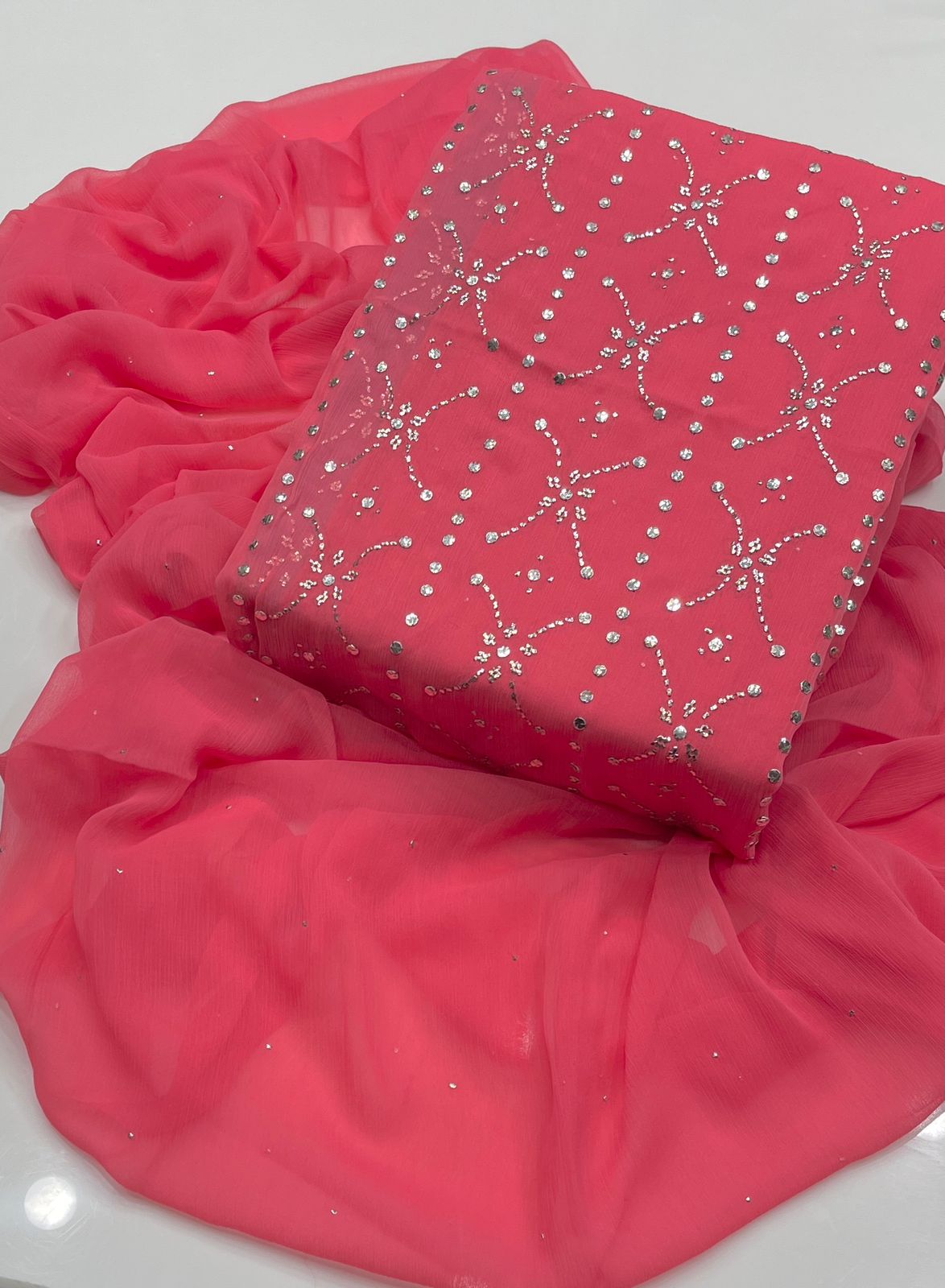 Chiffon Hand Embroidered Mukesh Work Collection - S10-0708B