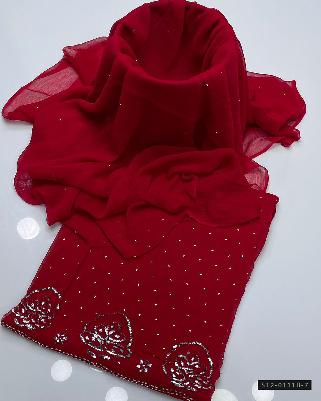 Handmade 2 PC Unstitched Soft Chiffon Fabric Dress