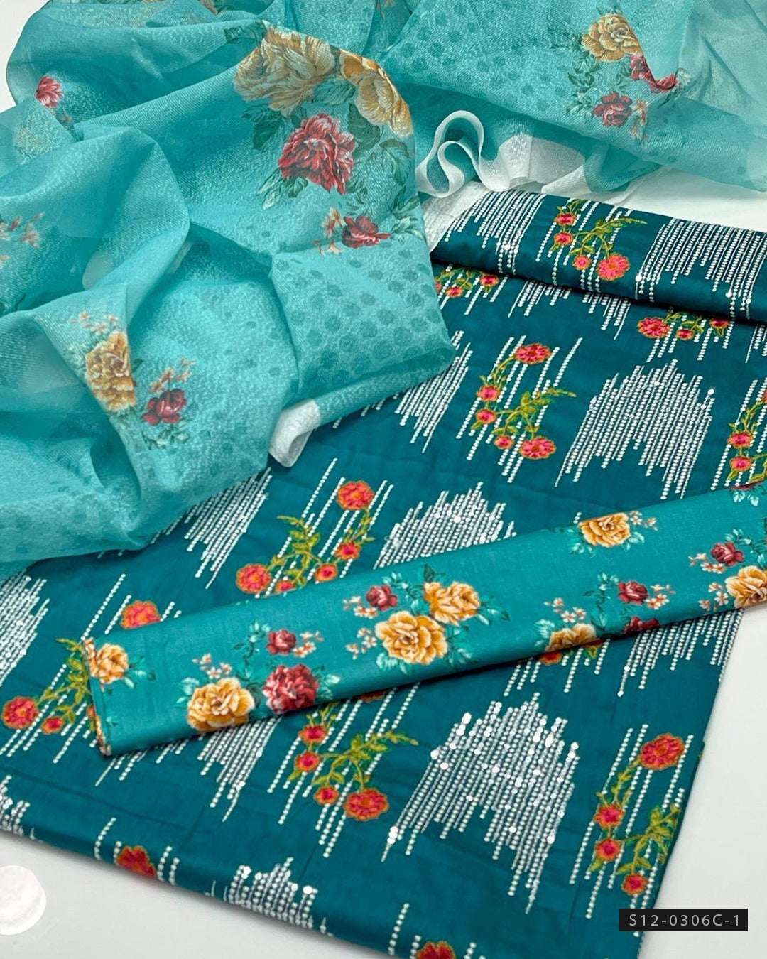 3 PC Unstitched Lawn Embroidered Dress Collection