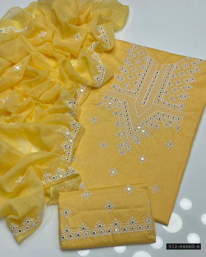 3 PC Unstitched Cotton Lawn Embroidered Dress