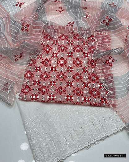 3 PC Unstitched Khadi Net Dress Collection