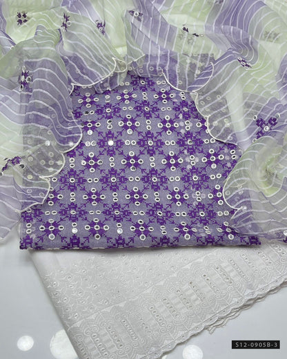 3 PC Unstitched Khadi Net Dress Collection