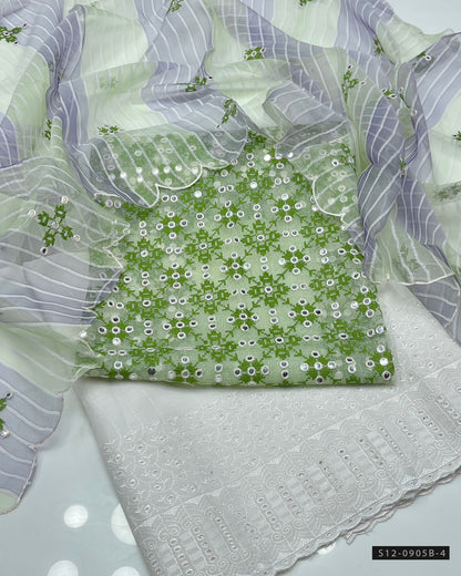 3 PC Unstitched Khadi Net Dress Collection