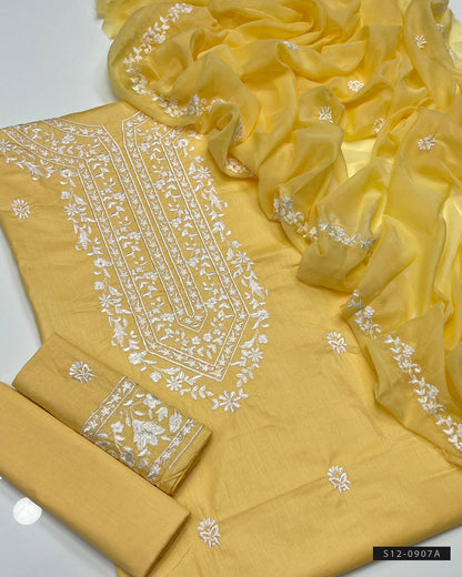 3 PC Unstitched Cotton Lawn Dress