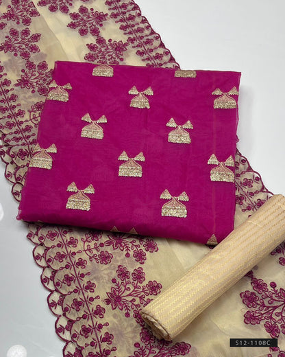 3 PC Unstitched Fancy Dress Collection