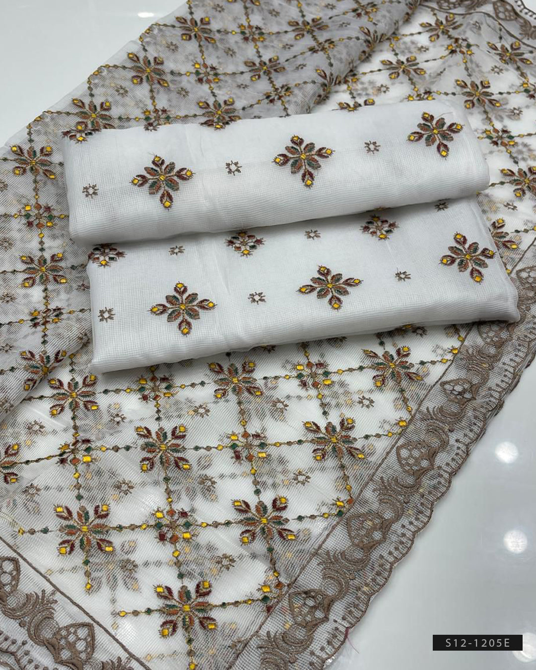 2 PC Unstitched Khadi Net Dress