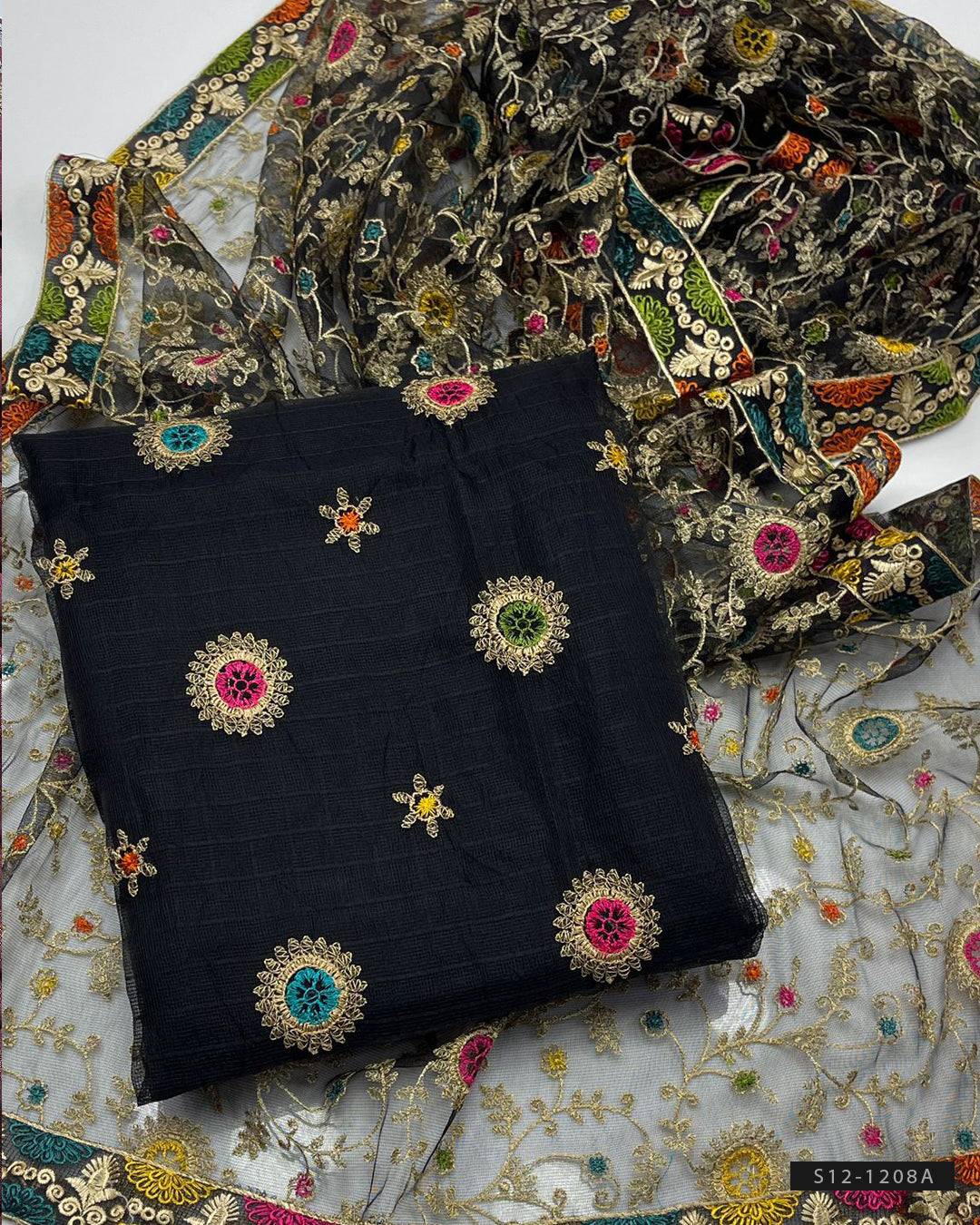 2 PC Unstitched Khadi Net Dress