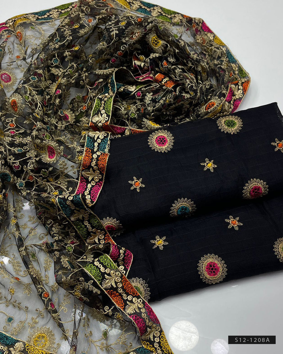 2 PC Unstitched Khadi Net Dress