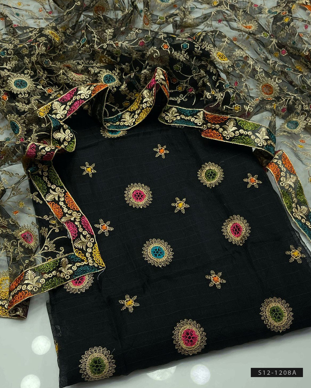 2 PC Unstitched Khadi Net Dress